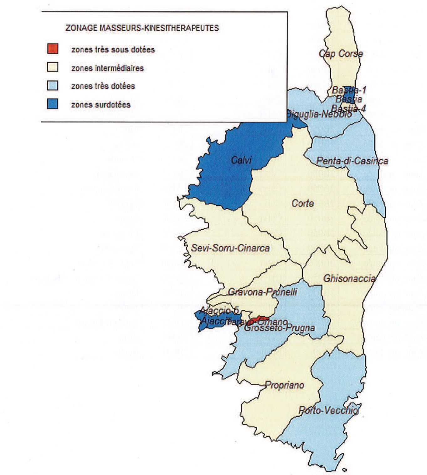 carte du zonage masseur kiné